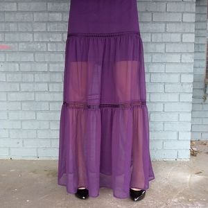 NWT Plum tiered maxi skirt size L